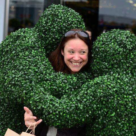 Giving Hedge Hugs at a shopping centre entertainment event